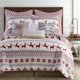 thumbnail image 1 of Levtex Home – Juego De Edredón De Noche Silenciosa – Colcha Navideña Para Cama Individual/Individual Xl Y Una Funda De Almohada Estándar De 20 X 26 – Navidad Fair Isle Deer – Rojo Gris Blanco – Revers, 1 of 5