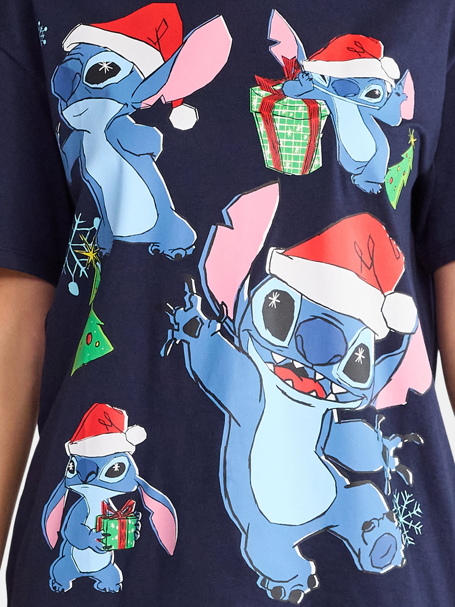 Disney Stitch Women's Christmas Graphic Tee, Sizes XXS-XXL
