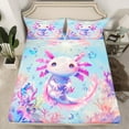thumbnail image 2 of Manfei Teens Blue Axolotl Twin Sheet Sets, Kawaii Ocean Sealife Twin Fitted Sheet, Marine Dreamy Coral Flat Sheet, Super Cozy Room Decor, 3-Piece, 2 of 7