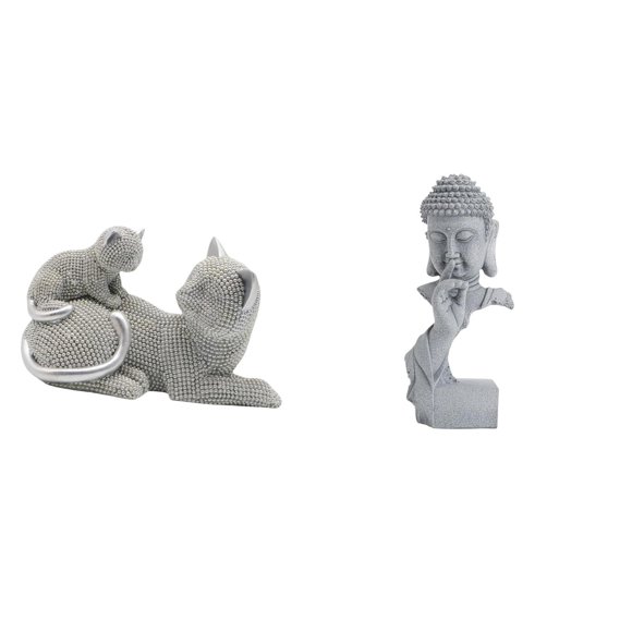 Estatua de Buda, figura de gato, adorno de resina, escultura de meditación, estante, escritorio, decoración del hogar, ideal para regalar, oficina, es