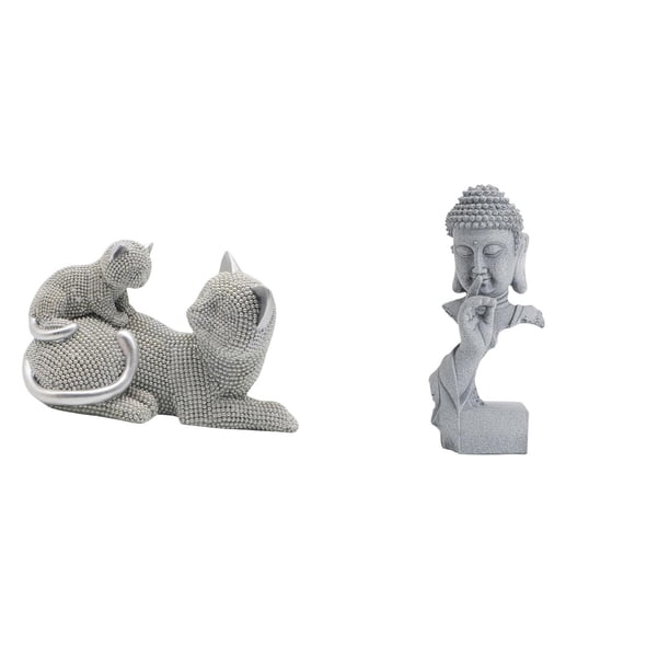 Estatua de Buda, figura de gato, adorno de resina, escultura de meditación, estante, escritorio, decoración del hogar, ideal para regalar, oficina, es