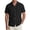 Black, variant on Men's Cotton Linen Shirts Breathable Stand Collar Short Sleeve Solid Open Front Button Up Casual Tops