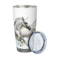 thumbnail image 2 of Daiia Running White Horses Printed 20oz Insulated Coffee Cup with Straw Topper, Fully Spill Proof Travel Coffee Mug, Stainless Steel Tumbler for Work Home Outdoor Car-Without Straw, 2 of 8