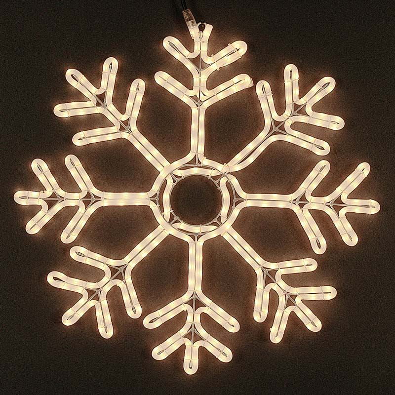 24" Warm White LED Rope-Lit Snowflake Window Wall Yard Winter Decor 