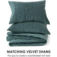 thumbnail image 5 of 3 Pieces Luxurious Velvet King Quilts, Ultra Soft Lightweight Velvet Comforter Set, Matelasse Oversized Bedspread Coverlet for All Season with 2 Shams, Forest Green, 108"x96", 5 of 18