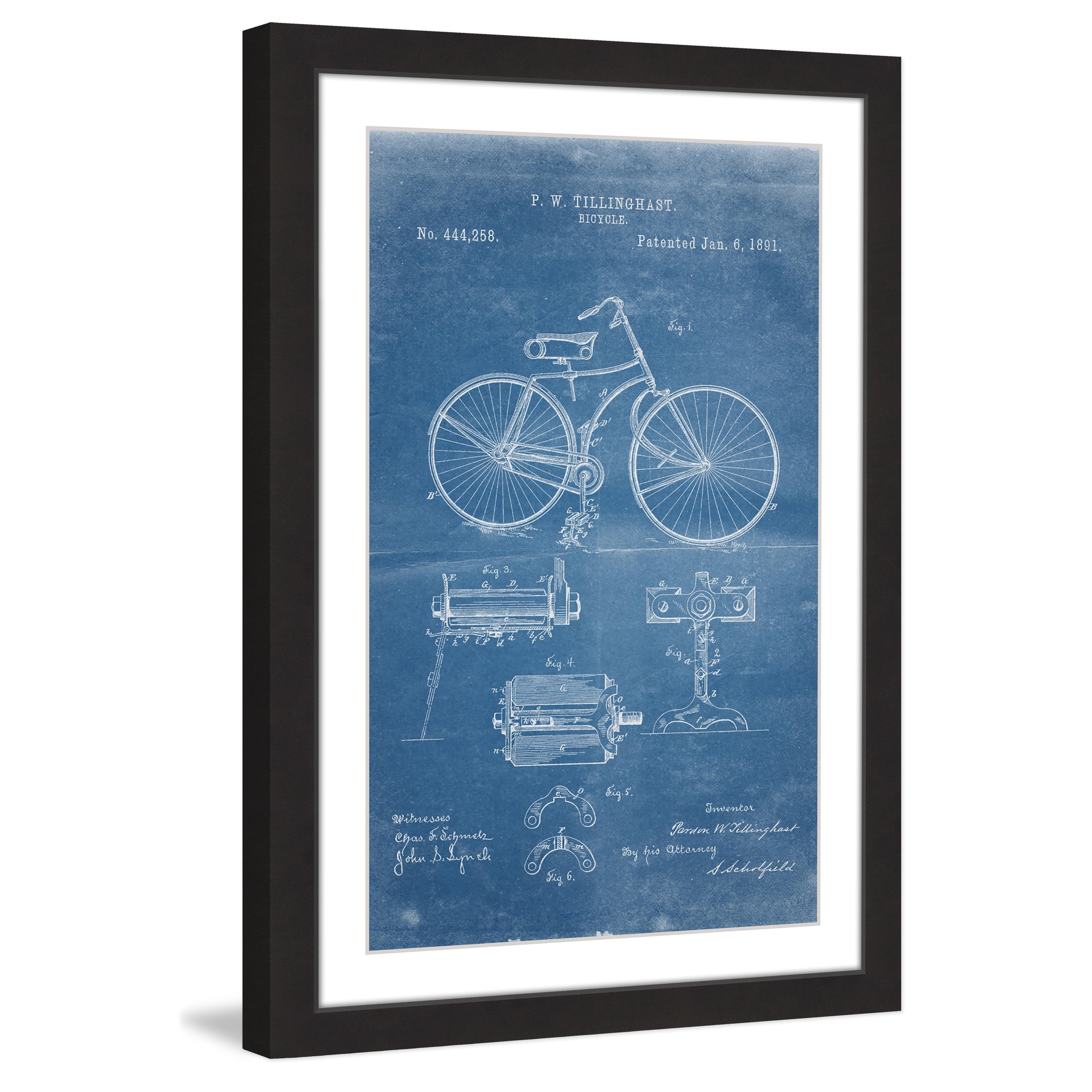 Marmont Hill Bicycle 1891 Blueprint Framed Wall Art