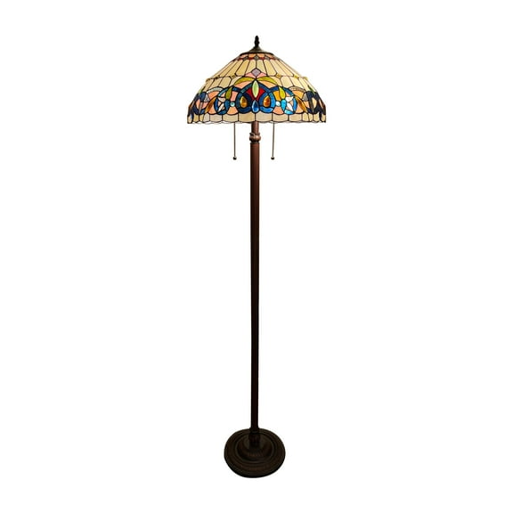 Radiance Goods Victorian Tiffany-Style Dark Bronze 2 Light Floor Lamp 18" Wide/66" Tall