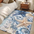 thumbnail image 4 of Area Rug for Living Room, Blue Starfish Coastal Non-Slip Indoor Large Carpet for Bedroom/Dining Room, Eucalyptus Summer Nautical Shell Vintage Washable Low-Profile Floor Mat Runner Rugs - 2.7 x 5 Ft, 4 of 8