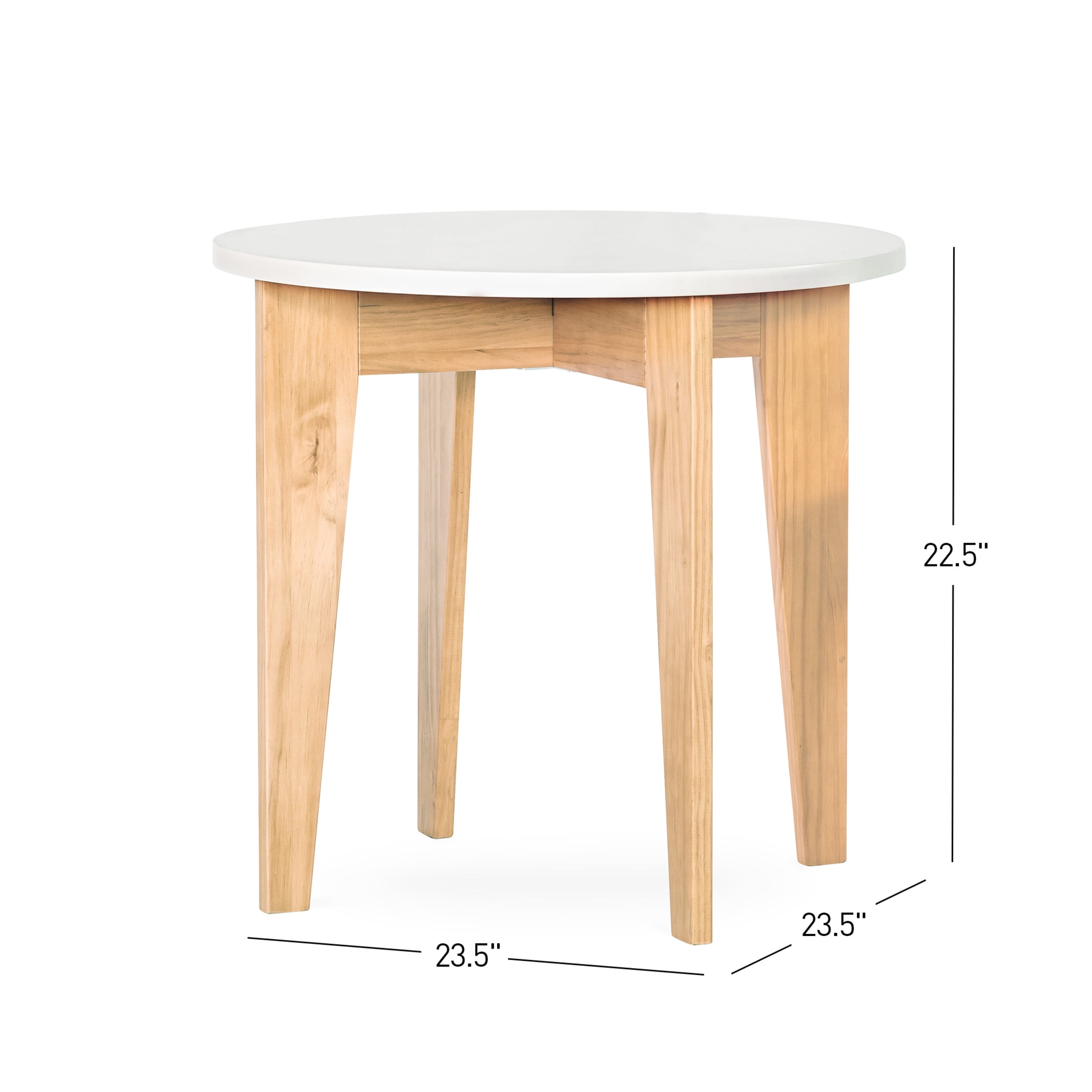 Forever Eclectic Geo Kids Round Wood Table and Chair Set (2 Stools Included), White/Natural