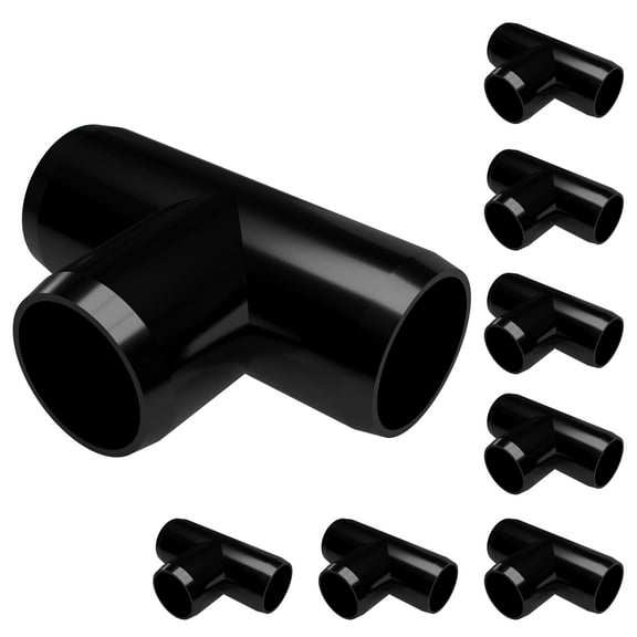 FORMUFIT PVC Fitting, Standard Tee , Furniture Grade, 3/4" Size, Black, 8-Pack (F034TEE-BK-8)