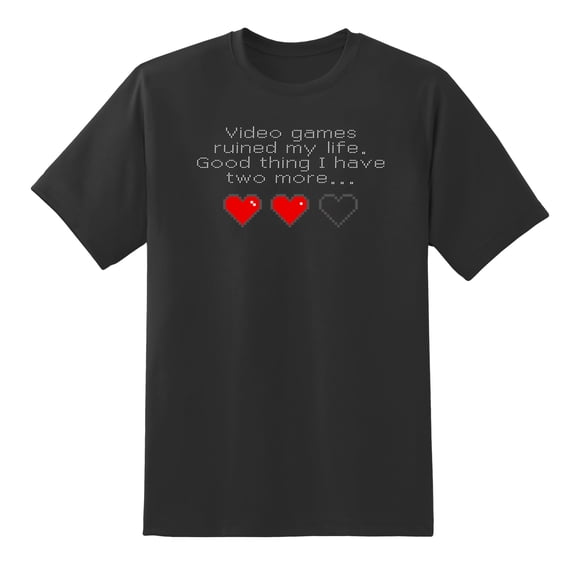 Men's Video Games Ruined My Life. Good Thing I Have Two More.Geek Funny Mens Graphic T Shirts Black,S