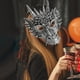 thumbnail image 1 of Máscara de dragón, máscara de tocado de animal, cubierta de cabeza completa de novedad de fantasía, máscara de cabeza de dragón de Halloween para carn Dorado, 1 of 8