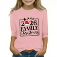 thumbnail image 2 of MKOSPLRT Kids Christmas Graphic Tees 3/4 Sleeve Crew Neck Xmas Party Shirts Funny Letter Print T Shirts Girls Boys Christmas Gifts, 2 of 4