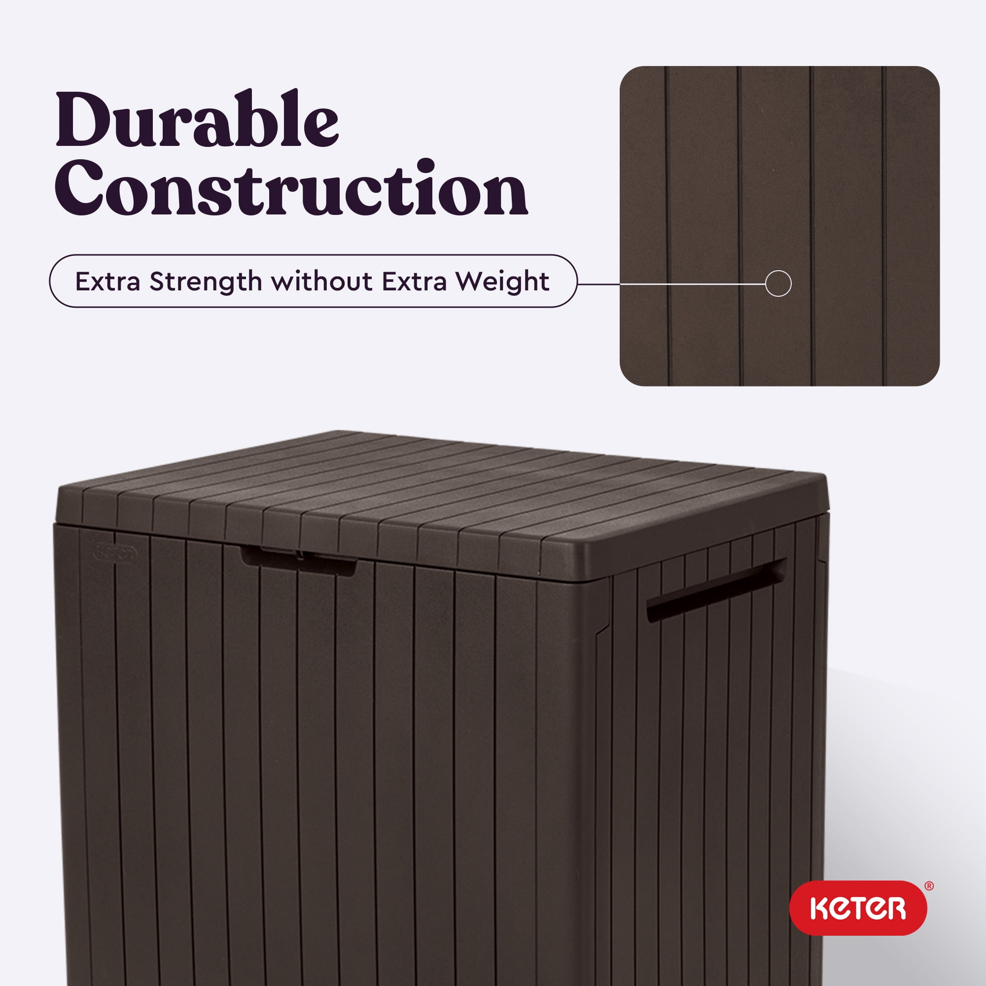 Keter City Box 30 Gallon Durable Resin Outdoor Deck Box Storage Organization, Brown