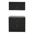 thumbnail image 6 of JERFIT 80cm Wide 2-Tier Kitchen Storage Cabinet with Countertop, Black Finish, Particle Board Shelf Organizer for Living Room, Dining Room, Bedroom, 6 of 10
