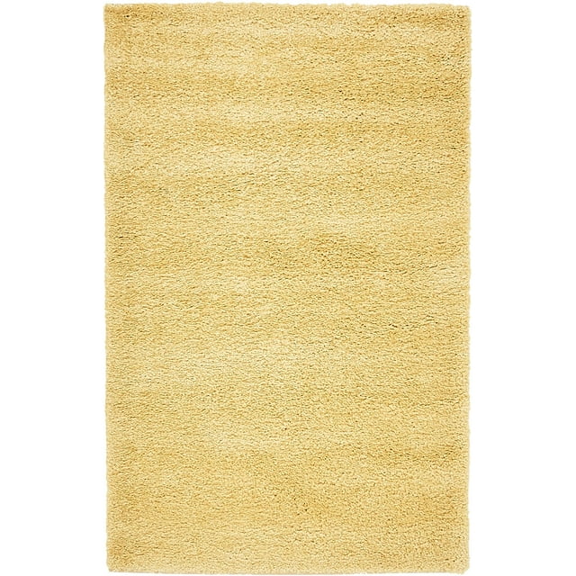 Unique Loom Solo Collection Solid Plush Kids Area Rug, 3' 3" x 5' 3", Yellow