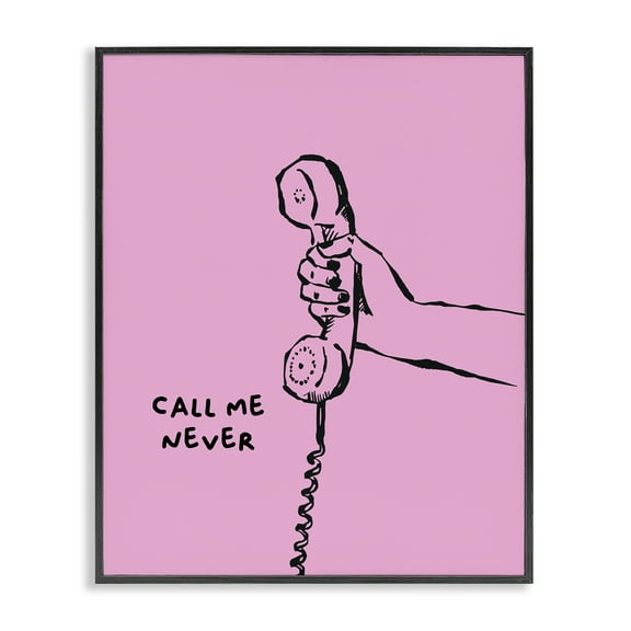 Stupell Industries Call Me Never Phrase Text & Numbers Painting Black Framed Art Print Wall Art, 11 x 14