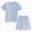 A96-Blue, variant on Girls Cute Bear Embroidered Short Sleeve Pajama Set,Summer Loungewear 7-8 Years