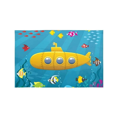

MKHERT Submarine Underwater with Colorful Coral Reef and Fish Kids Decor Placemats Table Mats for Dining Room Kitchen Table Decoration 12x18 inch Set of 4