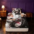 thumbnail image 3 of Manfei Japanese Samurai Dragon Animals Twin Fitted Sheet,Cherry Blossom Bedding,Red Gray,2pcs,1 Fitted Sheet and 1 Pillowcase, 3 of 6