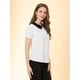 thumbnail image 4 of Blusa Allegra K Unique Bargains Camisa Manga Corta Cuello Peter Pan Blanco S, 4 of 6