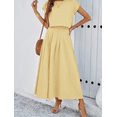 thumbnail image 3 of Summer Skirt Sets Women 2 Piece Outfits Cap Sleeve Top Elastic Waist Maxi Dress Sets with Pockets, 3 of 6