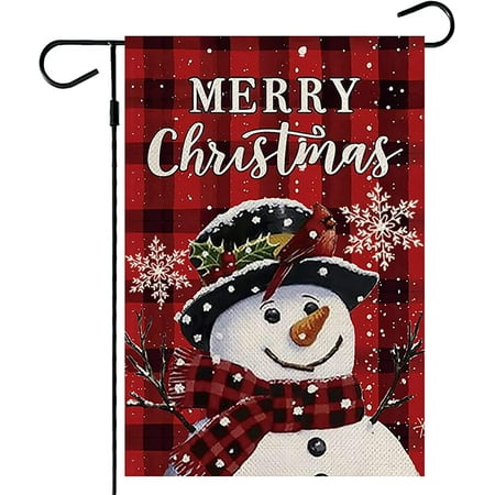 Newhomestyle Merry Christmas Snowman Garden Flags Vertical Double Sided Winter Holiday Burlap Rustic Yard Lawn Outdoor Decoration 12x18 Inch