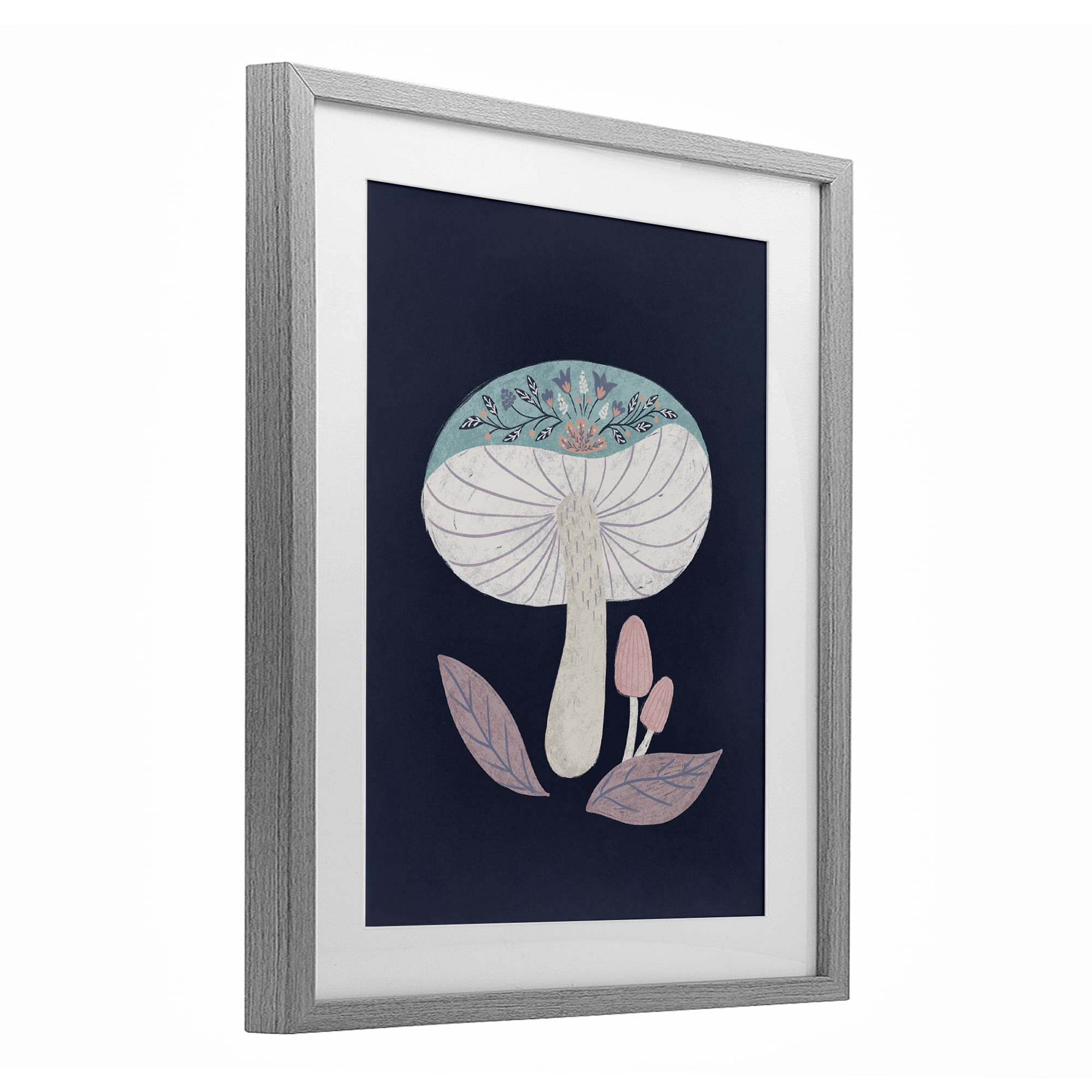 Stupell Industries Floral Cottage Mushroom Gray Framed Print Under Glass, design by Metka Hiti