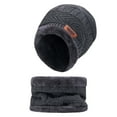 thumbnail image 1 of Men's Winter Warm Solid Color Plus Velvet Thick Hat Scarf Neck Two Piece Set Hat, 1 of 4