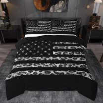 Homewish Cheetah Leopard Print Bedding Comforter Set, White Grey Polkadots Abstract Twin Comforter Sets, Retro American Stars Flag Reversible Bedding Set, Breathable Home Decor, 2pcs