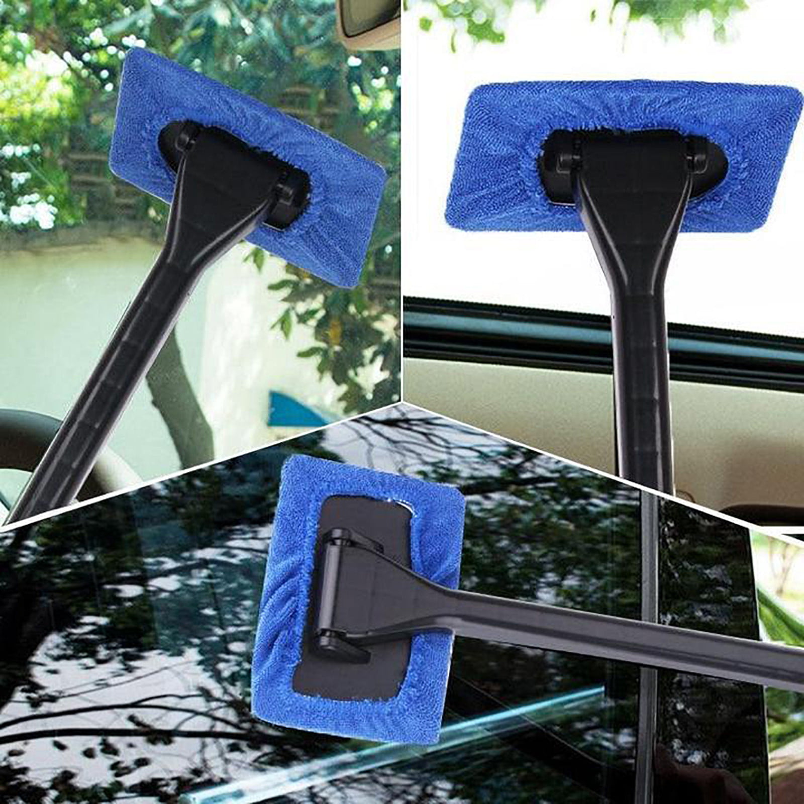 JOYFUL&HOPEFUL Car Windshield Cleaning Tool, Car Inside Window Cleaner Tool with Extendable Handle, 3PC Microfiber and 2pc Chenille, Car Interior