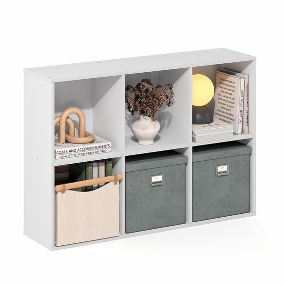Furinno LUDER 6-Cube Open Shelves Bookcase. 9.5 x 24.6 x 35.4. White