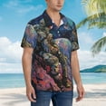 thumbnail image 3 of Sikiie Rainbow Astronaut Space Landscape Print Men's Hawaiian Shirt, Summer Beach Button Pocket Short Sleeve T-Shirt,Large, 3 of 7