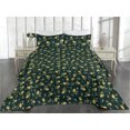 thumbnail image 2 of Ambesonne Citrus Quilted Bedspread Set 3 Pcs, Lemon Pattern Tropical Art, Twin, Mustard Hunter Green, 2 of 4