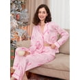 thumbnail image 2 of Conjunto de pijama navideño de otoño para mujer, camisa abotonada de manga larga con estampado de Papá Noel y pantalones elásticos, conjunto de 2 piezas, ropa de estar por casa para fiesta, 2 of 5