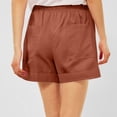 thumbnail image 5 of Linen Shorts for Women Casual Summer Elastic High Waisted Wide Leg Short Pants with Pockets Saffron L, 5 of 7