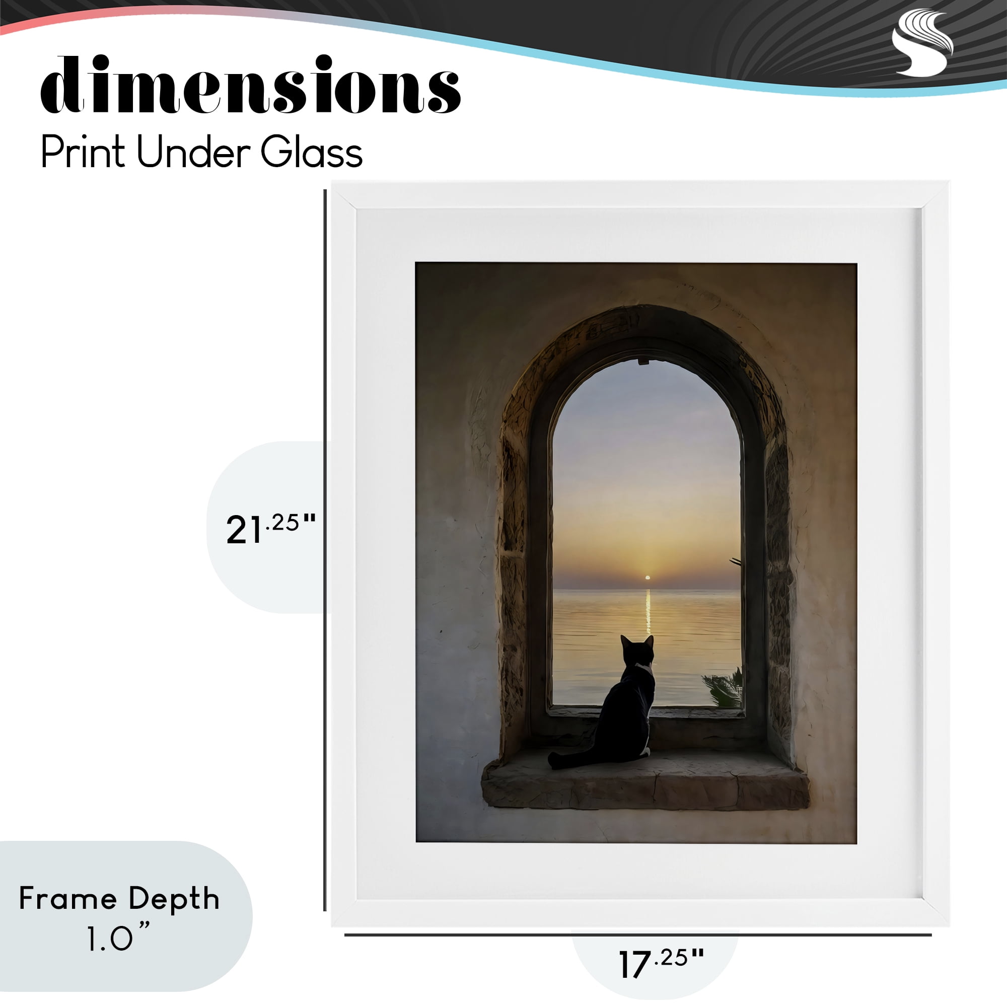 Stupell Industries Cat Overlooking Water at Sunset White Framed Print Under Glass, design by Creative Studio