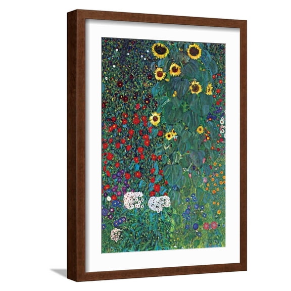 Art.com Garden Art Print by Gustav Klimt, Brown Frame Wall Art, 17" x 23"