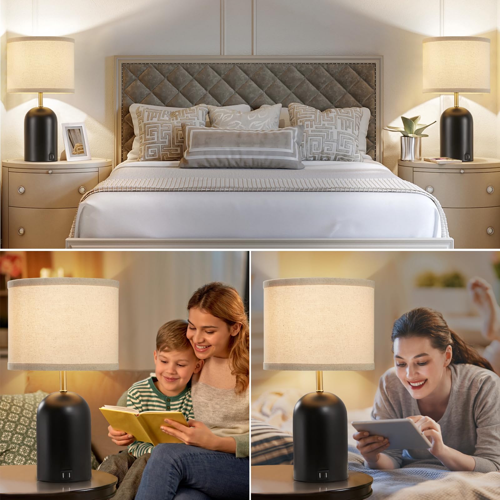 Natyswan Touch Control Table Lamps Set of 2 With USB Ports photo 7