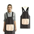 thumbnail image 2 of Striped Kitchen Apron with Detachable Towel, Multi-Functional Bib Apron for Cooking, Cleaning, Gardening, Oil-Resistant Front Pocket, Comfortable & Breathable, Easy to , Peach Skin Velvet Apron *1, 2 of 9