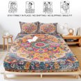 thumbnail image 5 of Queen Size Fitted Sheet Set - Blue Pink 3 Piece Bedding Sets 16" Deep Pocket Fitted Sheet with 2 Pillowcases, Boho Middle Century Geometric Abstract Brushed Microfiber Hotel Luxury Bed Sheets, 5 of 9
