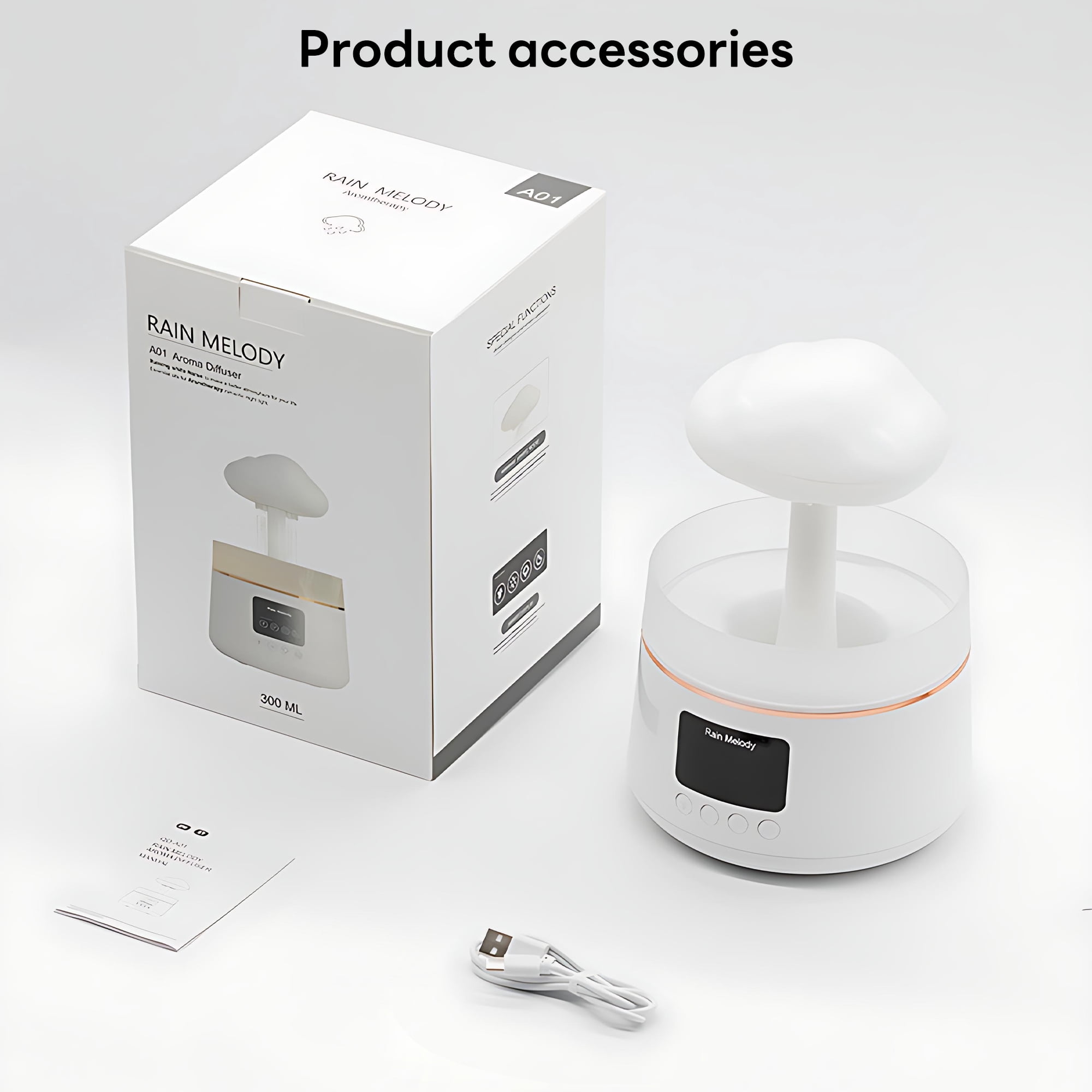 INSMART Raindrop White Noise Humidifier with Bluetooth Speaker,13.5oz Top Fill Cool Mist Essential Oil Diffuser, 3-Level Mood Night Light & Timer, for Bedroom, Nursery, Office