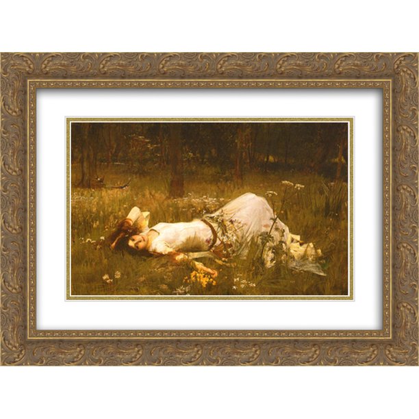 Ophelia, 1st exhibited 1889 2x Matted 15x18 Gold Ornate