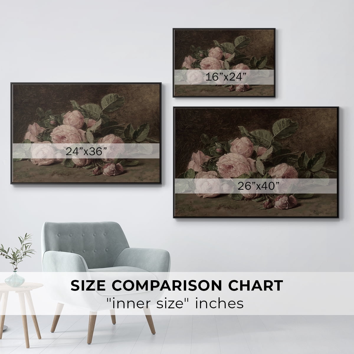 Vintage Botanical Print-XLI By Wexford Home Framed in Black Wood Gallery Wrapped Canvas 17 in. x 25 in.