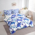 thumbnail image 2 of jejeloiu Watercolor Sea Turtle 7 Pieces Full Size Bedding Sets,Coral Print Full Size Bed in a Bag For Boys,Blue White,Polkadot Reversible, 2 of 7