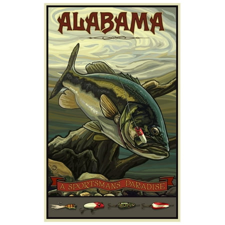 Alabama Bass Fishing Travel Art Print Poster by Paul A. Lanquist (12