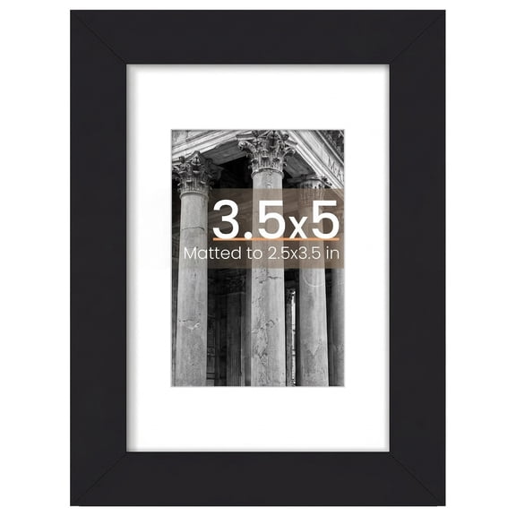 3.5 x 5 Picture Frame ,Display 2.5 x 3.5 Photos with Mat or 3.5 x 5 Without, Wall Hanging Photo Frame, Black, 1 Pack