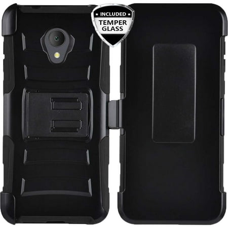 Compatible for Alcatel IdealXTRA 5059R, Alcatel 1X Evolve(2018) Case, with [Tempered Glass Screen Protector] SOGA Belt Clip Holster Rugged Defender Armor Shock Proof Phone Cover