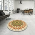 thumbnail image 3 of Ahgly Company Indoor Round Patterned Cardboard Brown Gold Area Rugs, 7' Round, 3 of 6