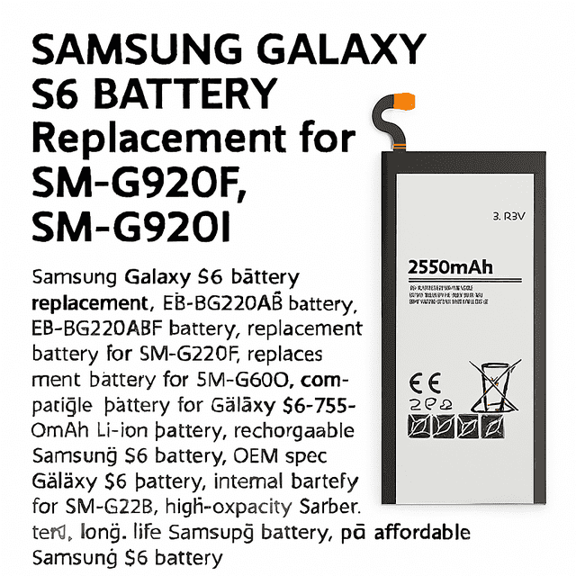 SAMSUNG GALAXY S6 BATTERY Replacement for SM-G920F SM-G920I EB-BG920AB EB-BG920ABE